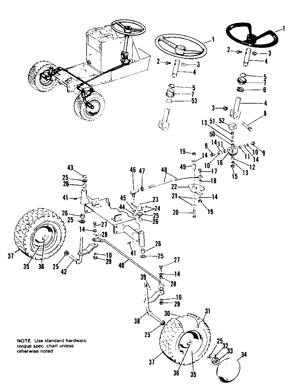 Front Wheels And Steering Group Diagram and Parts List for 738 990898 Simplicity Lawn Tractor