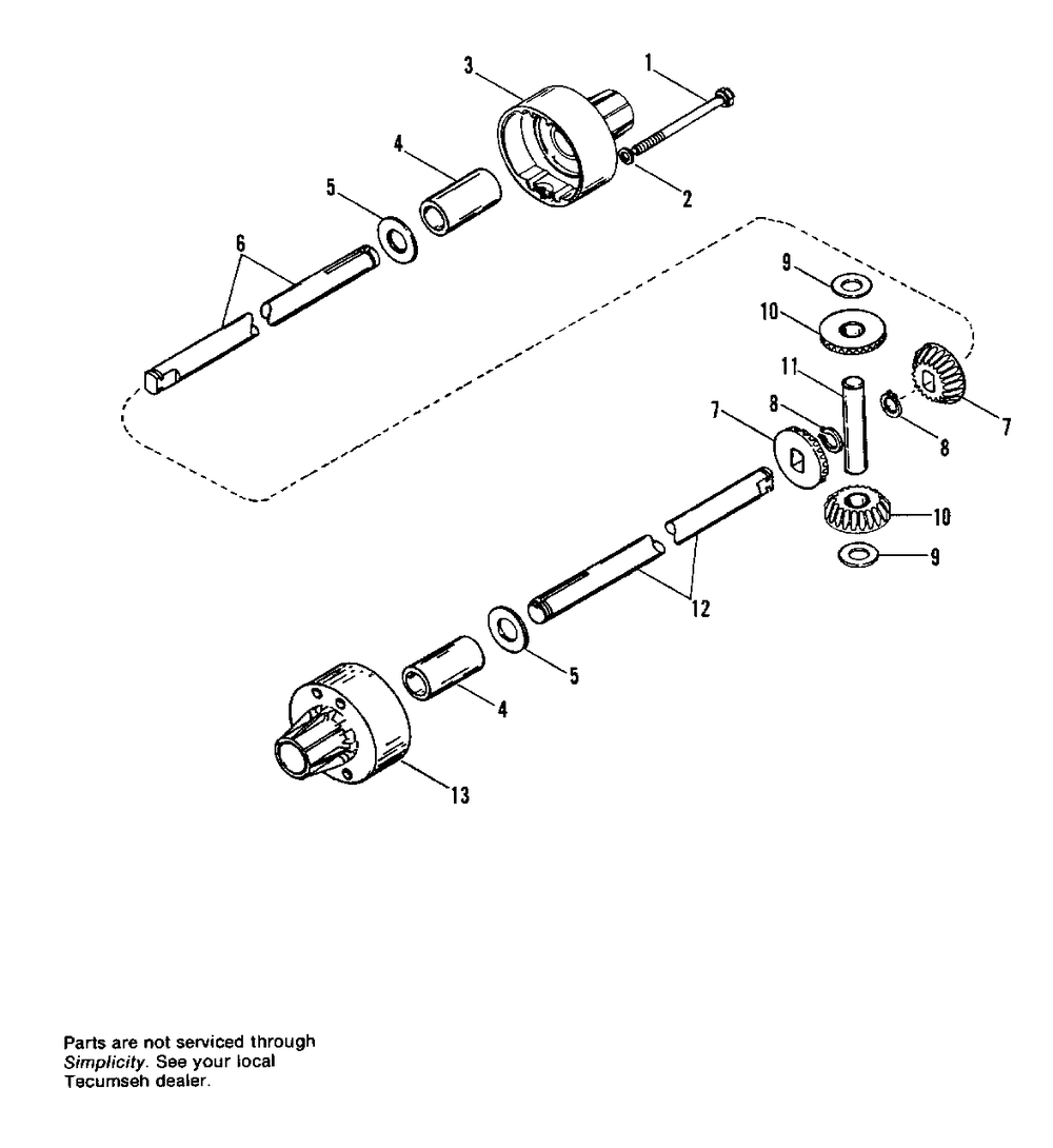 Peerless Differential Model 100 Diagram and Parts List for 3110E 1691109 Simplicity Lawn Tractor