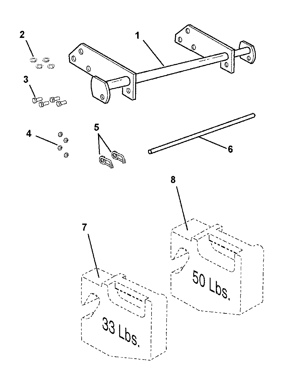Rear Weight Carrier Diagram and Parts List for 1692941SM  Simplicity Lawn Tractor Accessories