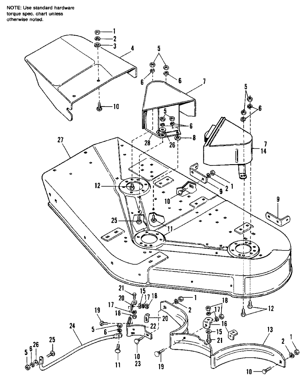 42-Inch And 48-Inch Housing Group Diagram and Parts List for 6216 1691065 Simplicity Lawn Tractor