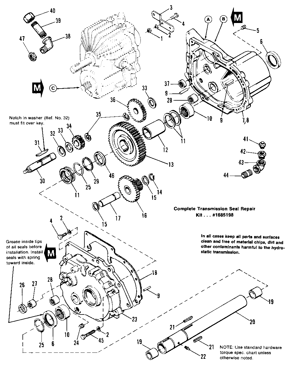 Transmission Group Diagram and Parts List for 7790H 1690890 Simplicity Lawn Tractor