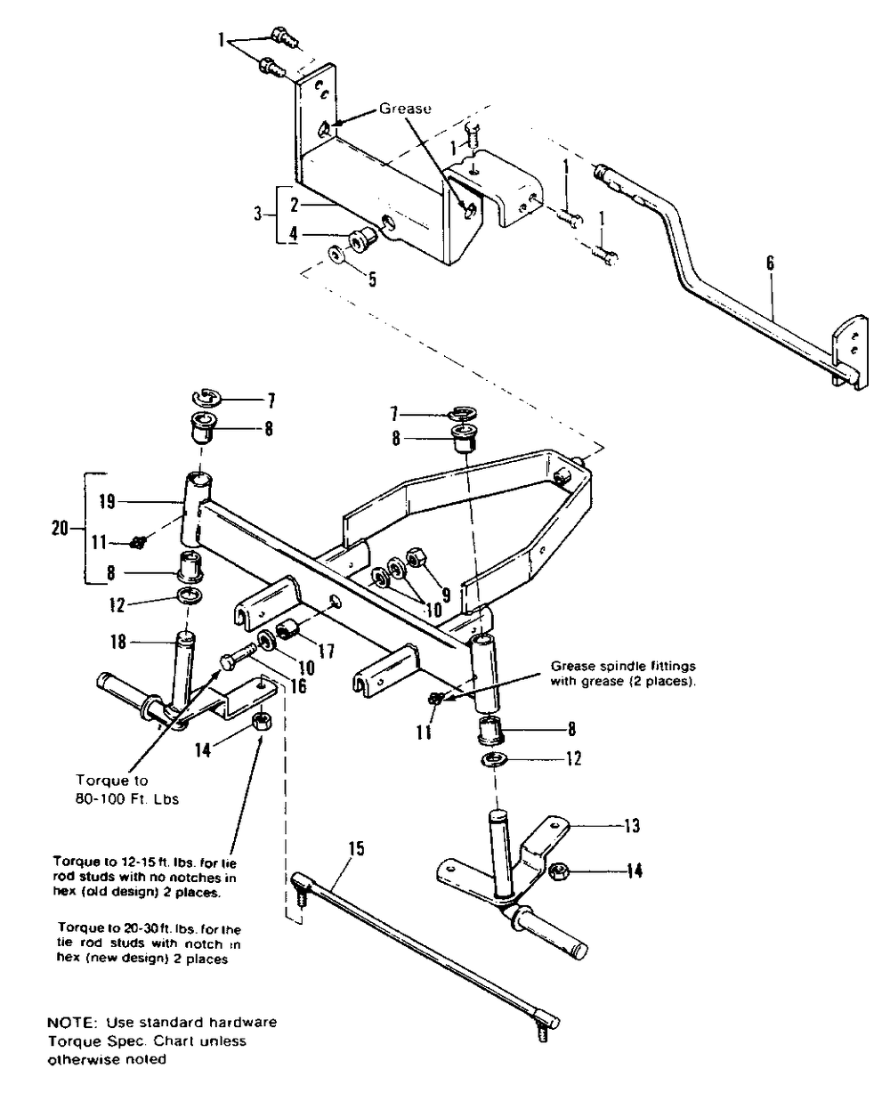 Front Axle Group Diagram and Parts List for 6108 1690451 Simplicity Lawn Tractor