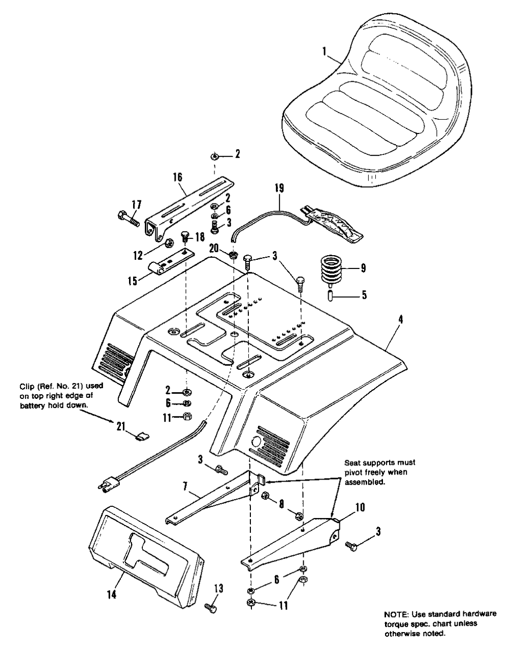 Seat And Deck Group Diagram and Parts List for 5211 1691095 Simplicity Lawn Tractor