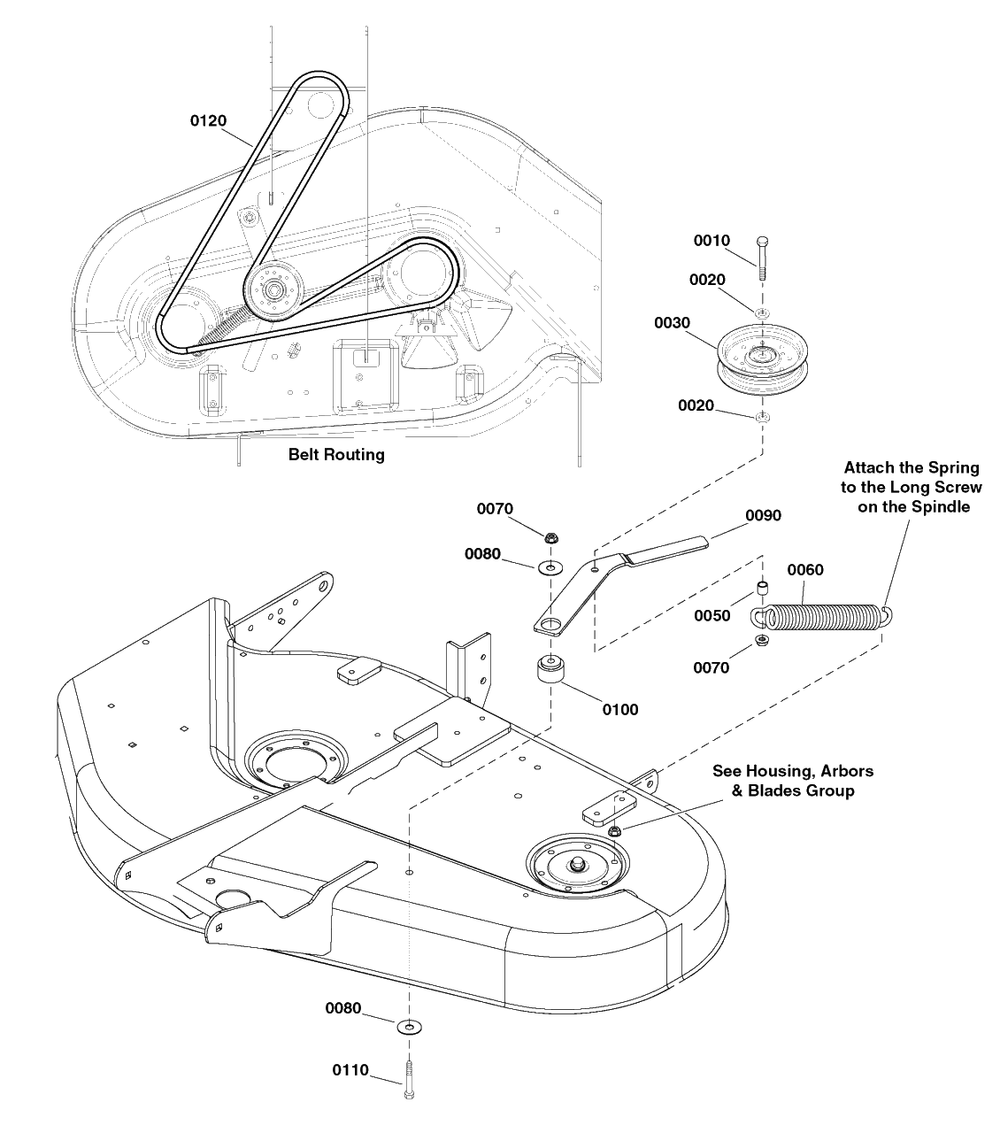 38-Inch (96cm) Mower Deck - Clutch Group Diagram and Parts List for 2691454-02  Simplicity Lawn Tractor