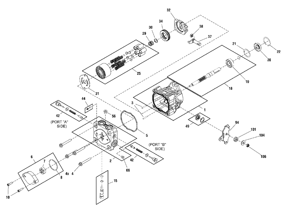 Hydraulic Pump Service Parts - Bdp/Pg Series Diagram and Parts List for 2650 5900705 Simplicity Lawn Tractor