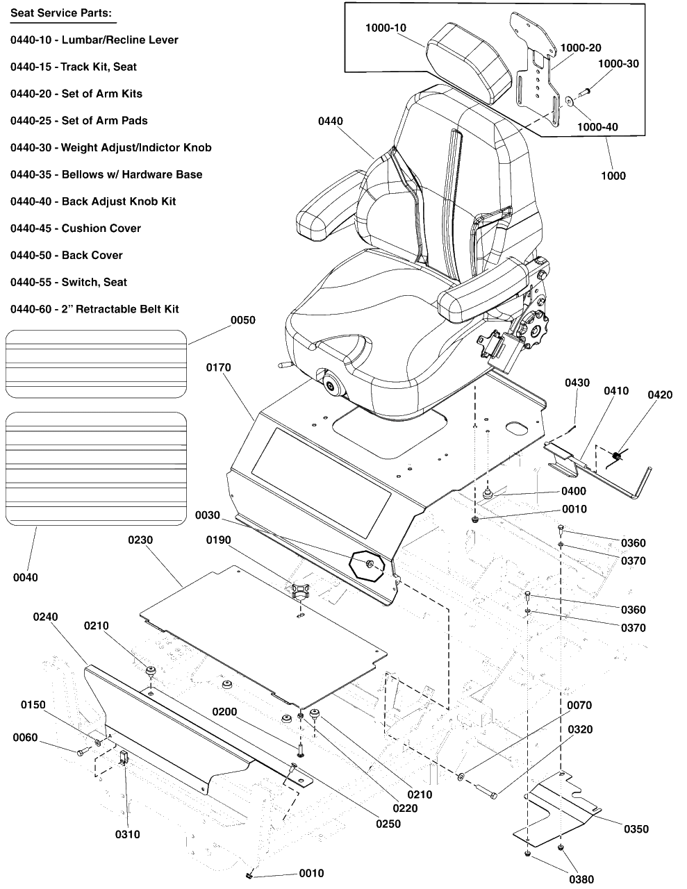 Seat Mount And Floor Group S/N: 4000875836 And Below Diagram and Parts List for 5901799  Simplicity Lawn Tractor