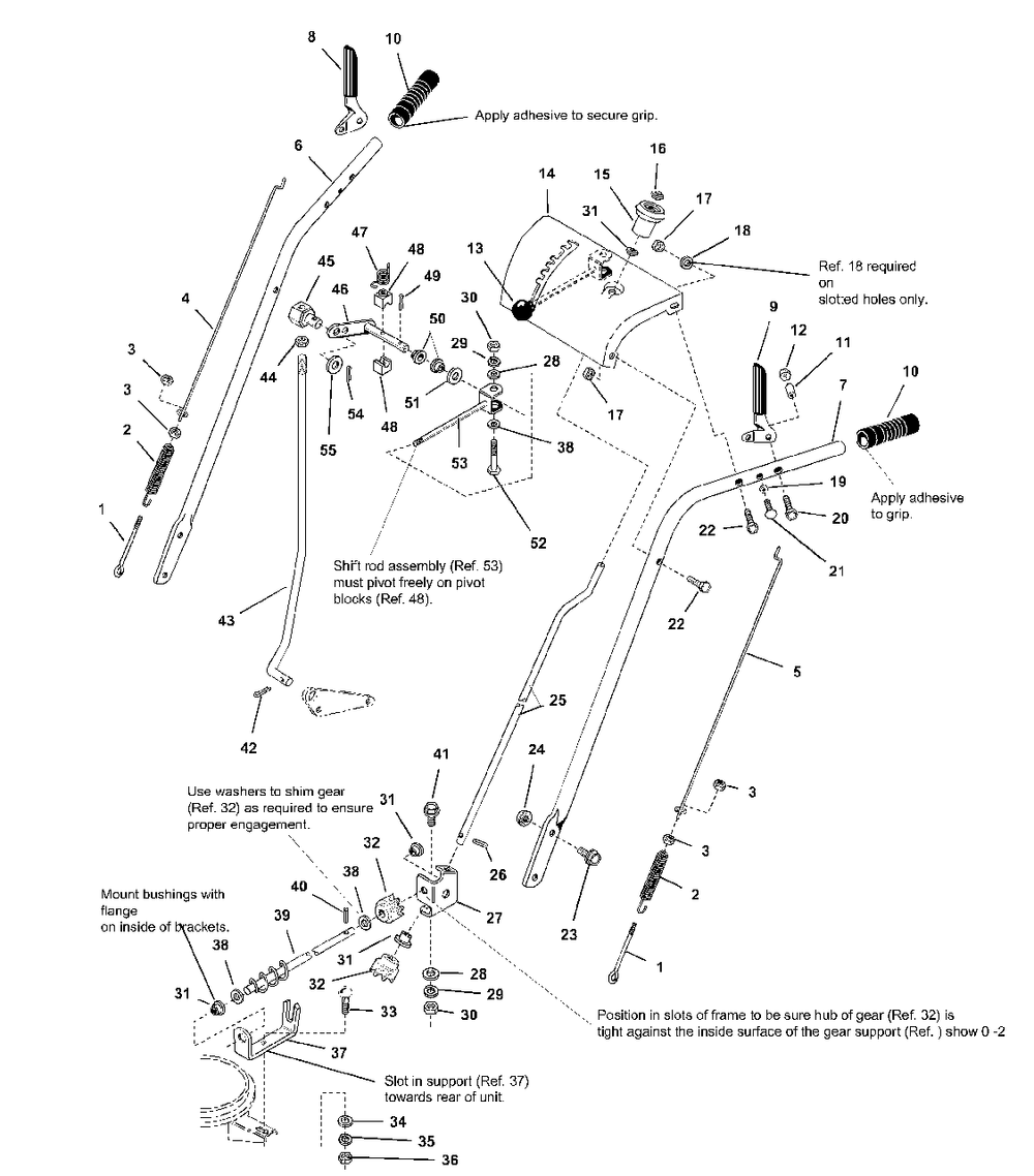 Handles And Controls (Early) Diagram and Parts List for 555 1692680 Simplicity Snow Blower
