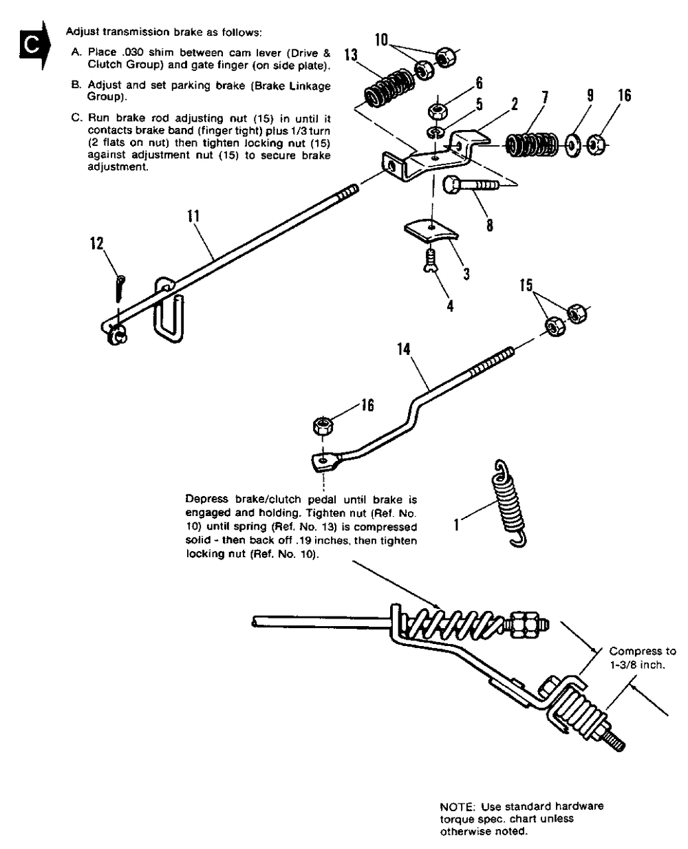 Brake Group Diagram and Parts List for 7116 1690476 Simplicity Lawn Tractor