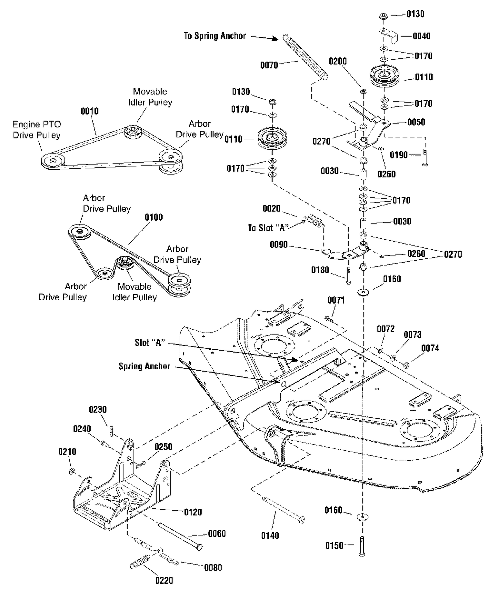 50-Inch (127cm) Mower Deck - Clutch And Support Group Diagram and Parts List for 2691468-01  Simplicity Lawn Tractor