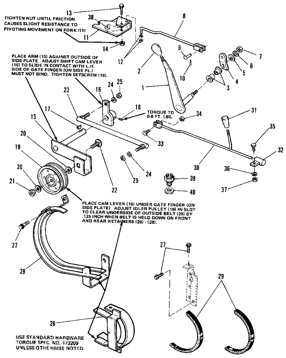 Drive And Clutch Group (7010 And 7016) Diagram and Parts List for 7010 1690234 Simplicity Lawn Tractor