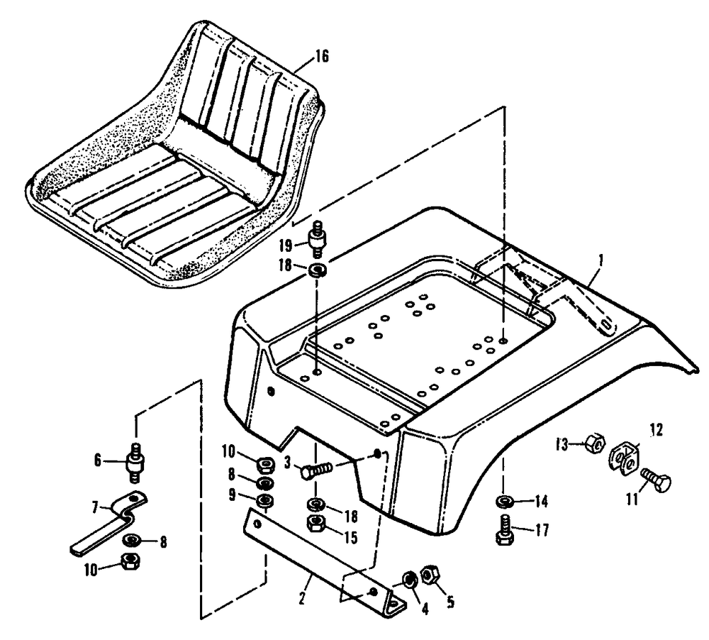 7010-7016-7016h Seat And Fenders Diagram and Parts List for 7010 1690018 Simplicity Lawn Tractor