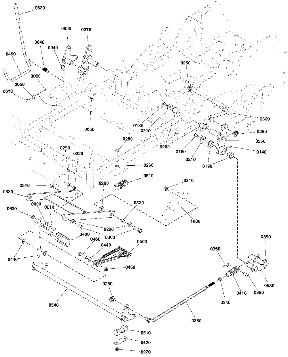 Deck Lift Group Diagram and Parts List for 5901743  Simplicity Lawn Tractor
