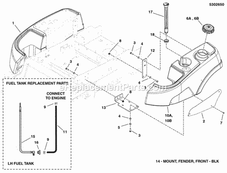 Fuel Tank  Mount Group Diagram and Parts List for 5900506  Simplicity Lawn Tractor