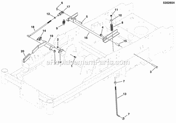 Parking Brake Group Diagram and Parts List for 5900506  Simplicity Lawn Tractor