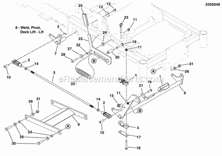 Deck Lift Group Diagram and Parts List for 5900506  Simplicity Lawn Tractor