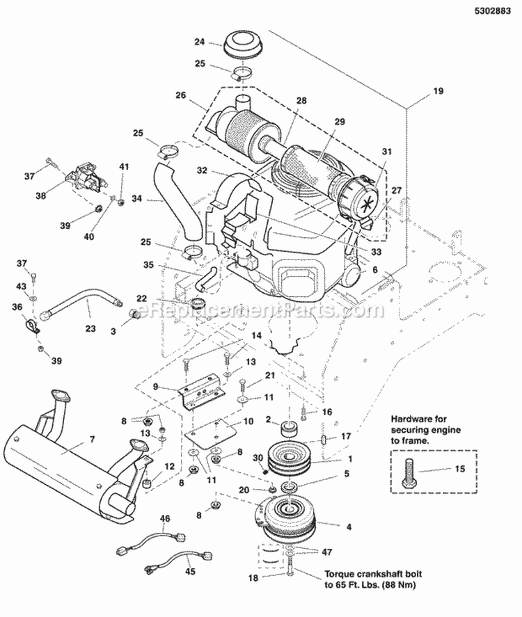 Engine  Pto Group - Kawasaki Diagram and Parts List for 5900526  Simplicity Lawn Tractor