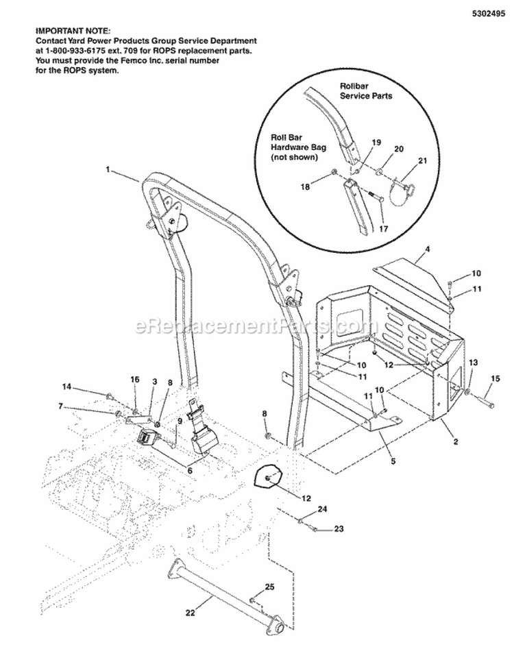 Rear Bumper  Rops Group Diagram and Parts List for 5900530  Simplicity Lawn Tractor