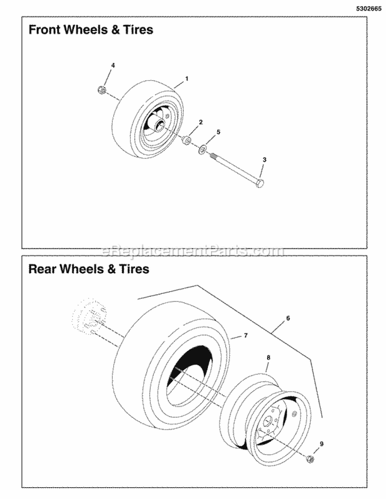 Wheel  Tire Group Diagram and Parts List for 5900530  Simplicity Lawn Tractor