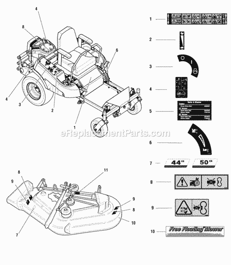 Export Decals Group - Safety  Common Diagram and Parts List for 5900684  Simplicity Lawn Tractor