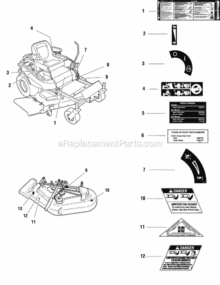 Decal Group - Safety  Common Diagram and Parts List for 5900728  Simplicity Lawn Tractor
