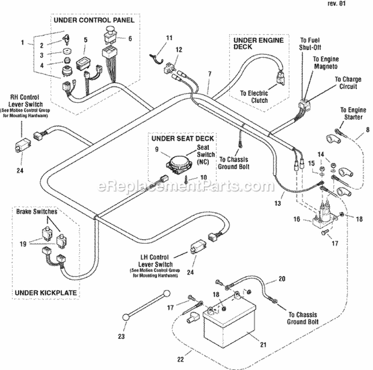 Electrical Group Diagram and Parts List for 5900728  Simplicity Lawn Tractor