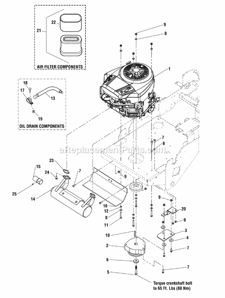 Engine  Pto - 24 Hp Briggs  Stratton Diagram and Parts List for 5900728  Simplicity Lawn Tractor