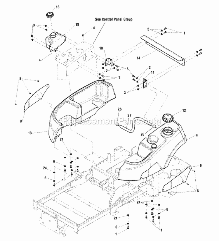 Fuel Tank Group Diagram and Parts List for 5900728  Simplicity Lawn Tractor