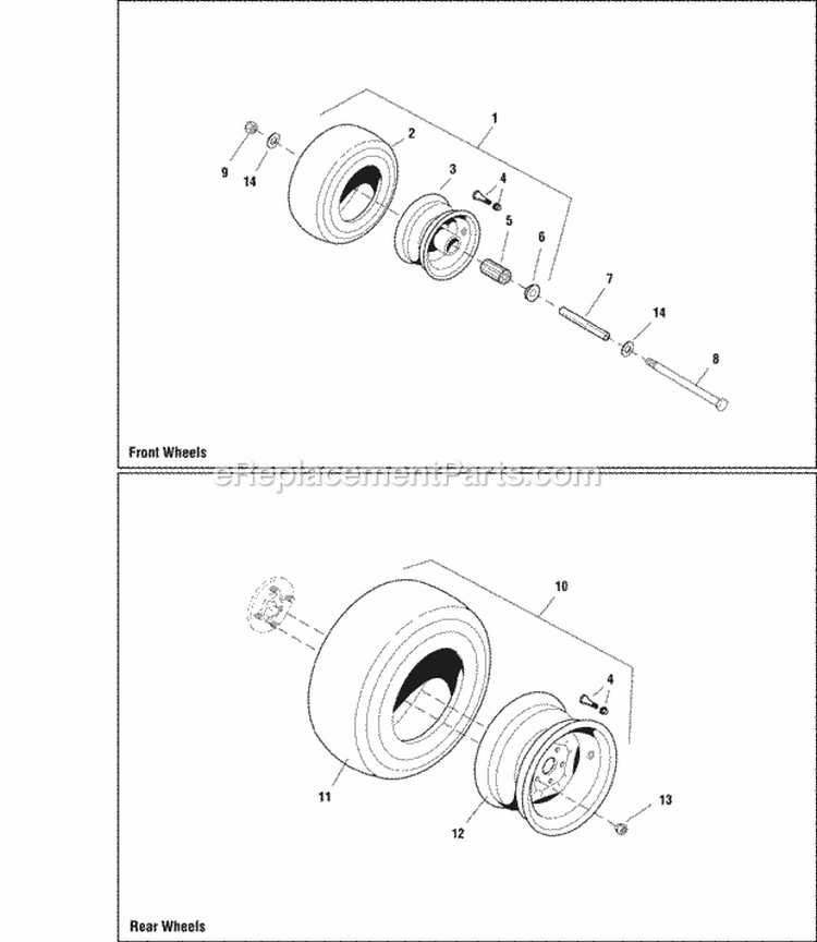 Wheel  Tire Group Diagram and Parts List for 5900728  Simplicity Lawn Tractor