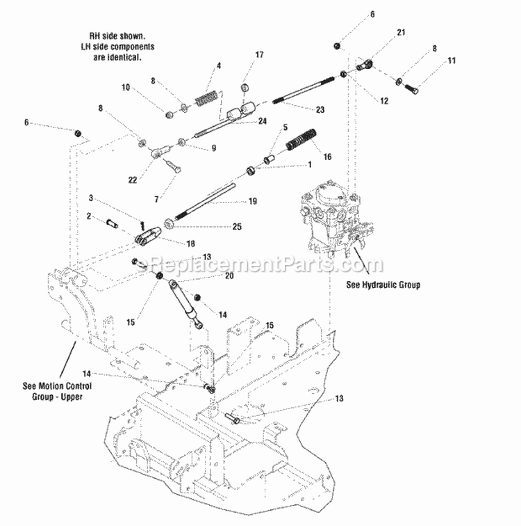 Control Group Lower Diagram and Parts List for 5900728  Simplicity Lawn Tractor