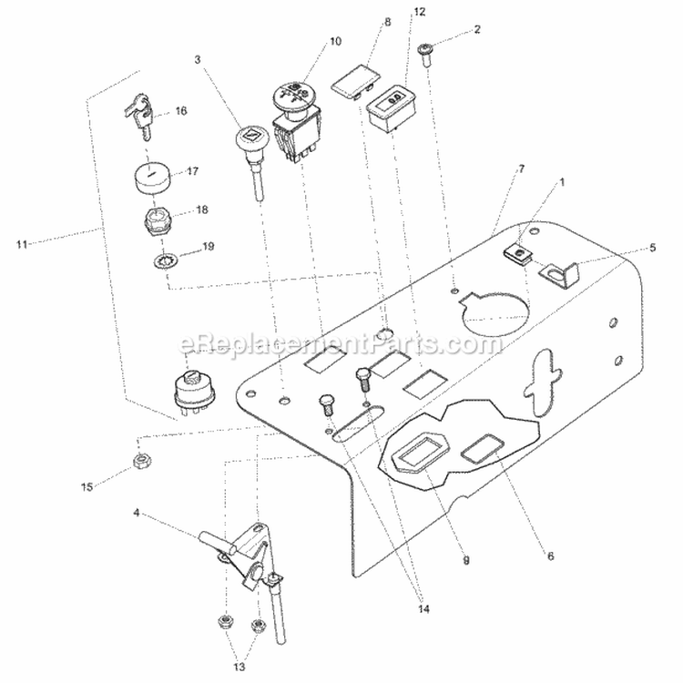 Control Group Panel Diagram and Parts List for 5900728  Simplicity Lawn Tractor