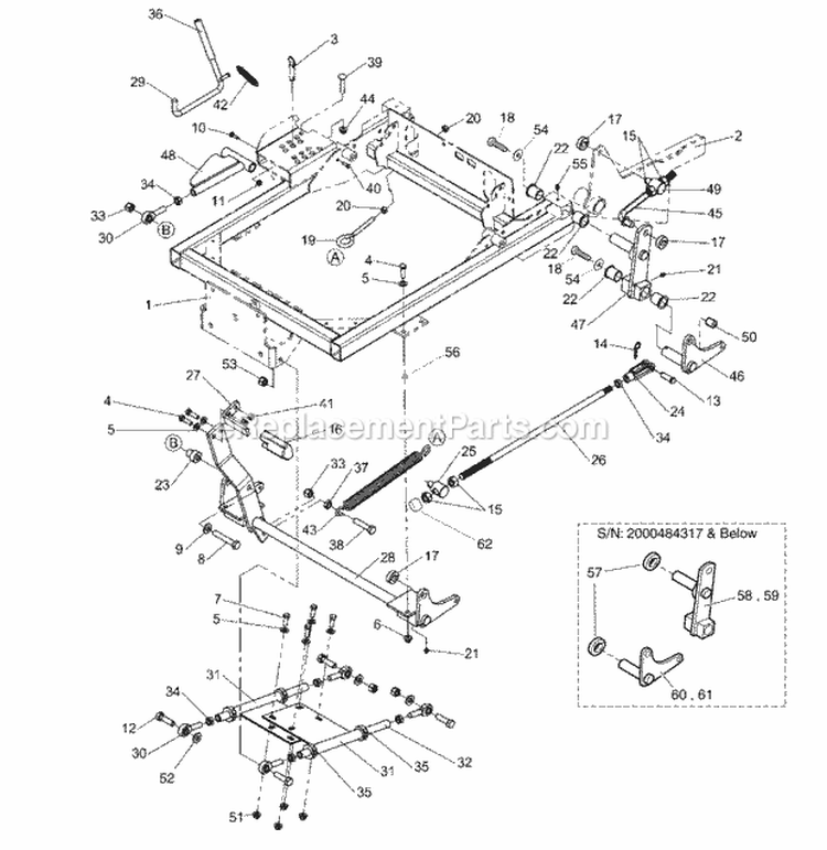 Lift Group - 48  52 Models - SN 2013202961  Below Diagram and Parts List for 2690445  Simplicity Lawn Tractor