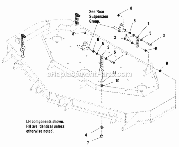 61 Mower Deck - Hanger Chains Diagram and Parts List for 2690479  Simplicity Lawn Tractor