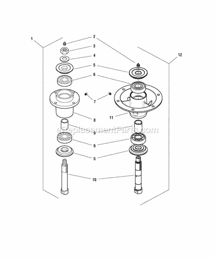 Spindle Service Parts Diagram and Parts List for 2690479  Simplicity Lawn Tractor