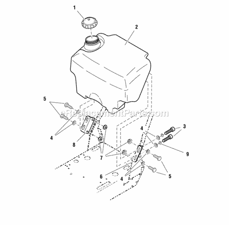 Fuel Tank  Mount Group (SN 2012825358  Above) Diagram and Parts List for 5900766  Simplicity Lawn Mower