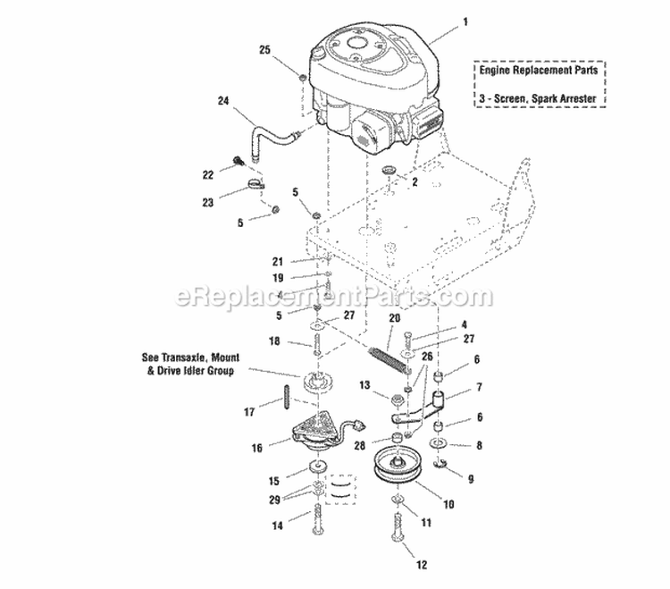 Engine  Pto Group - 32 Models Diagram and Parts List for 5900515  Simplicity Lawn Mower