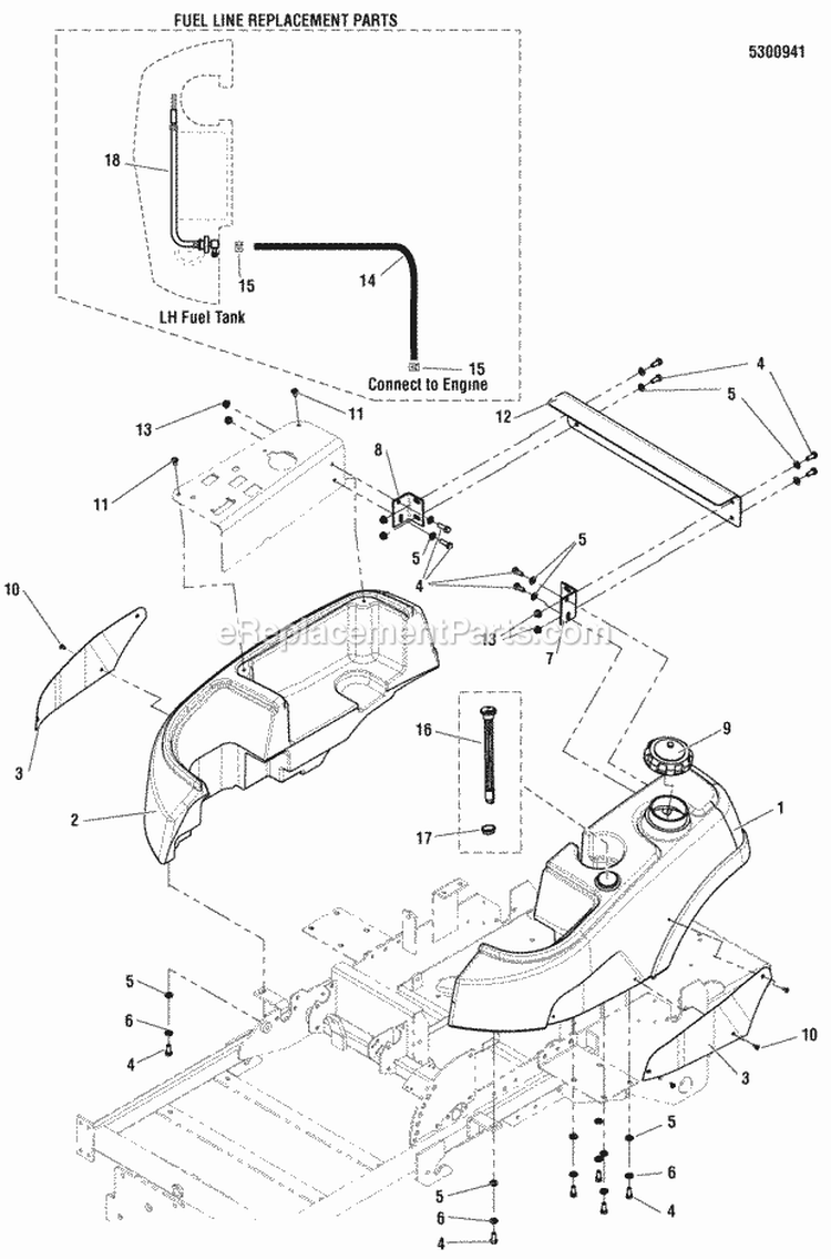 Fuel Tank  Replacement Parts Group Diagram and Parts List for 5900662  Simplicity Lawn Tractor