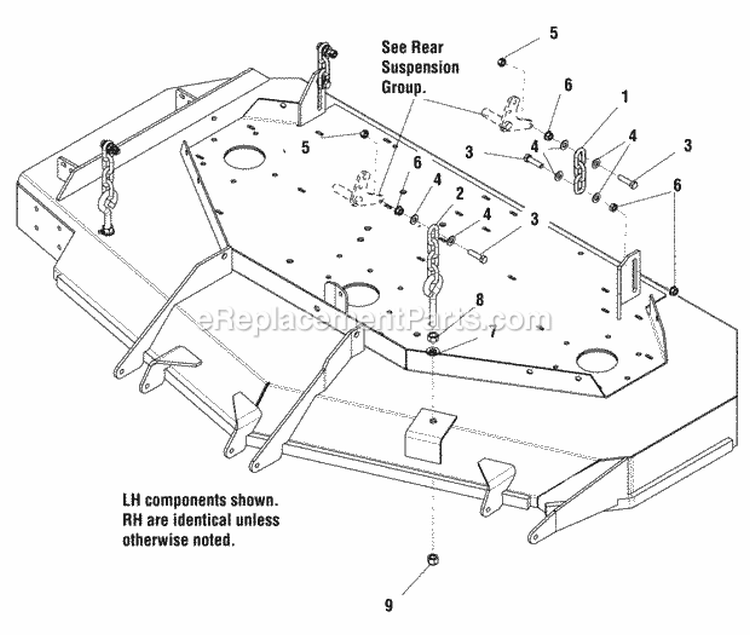 61 Mower Deck - Hanger Chains Diagram and Parts List for 5900525  Simplicity Lawn Tractor