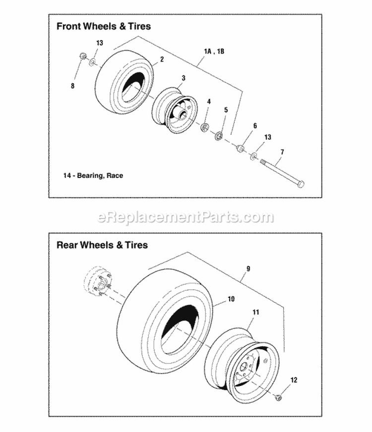 Wheel  Tire Group (279Whl0) Diagram and Parts List for 2690479  Simplicity Lawn Tractor