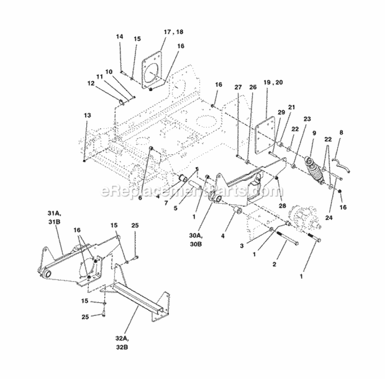 Rear Suspension Group - 48 Models  52 Models SN 2014624505  Below Diagram and Parts List for 2690445  Simplicity Lawn Tractor