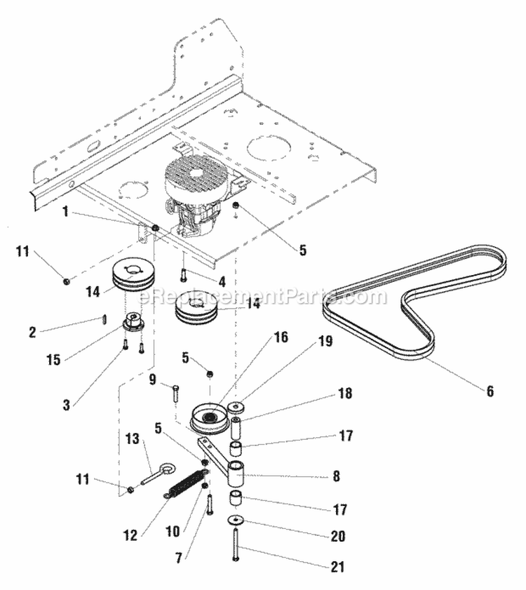 Pump Drive Group Diagram and Parts List for 5900821  Simplicity Lawn Tractor
