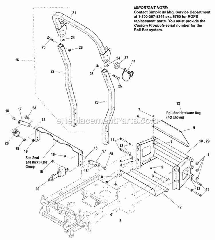 Rear Bumper Group - 61 Models  52 Models SN 2014624506  Above Diagram and Parts List for 5900821  Simplicity Lawn Tractor