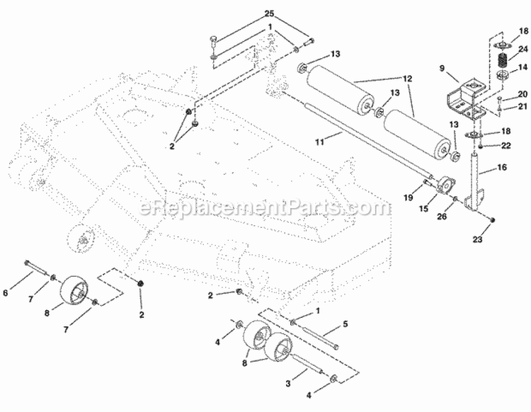 52 Mower Deck - Rollers Group Diagram and Parts List for 5900954  Simplicity Lawn Tractor