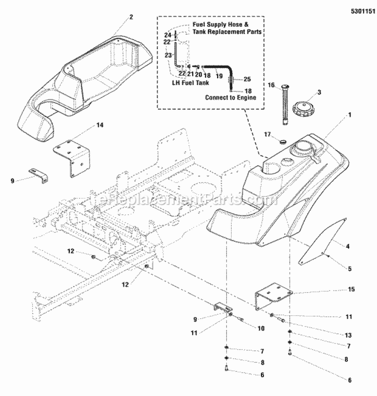 Fuel Tank  Mount Group Diagram and Parts List for 5900765  Simplicity Lawn Tractor