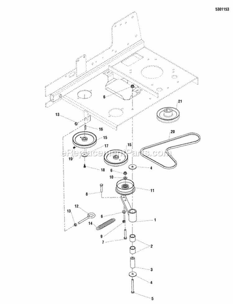 Pump Drive Group Diagram and Parts List for 5900765  Simplicity Lawn Tractor