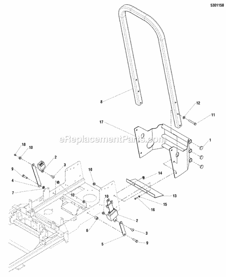 Rear Bumper  Rops Group Diagram and Parts List for 5900765  Simplicity Lawn Tractor