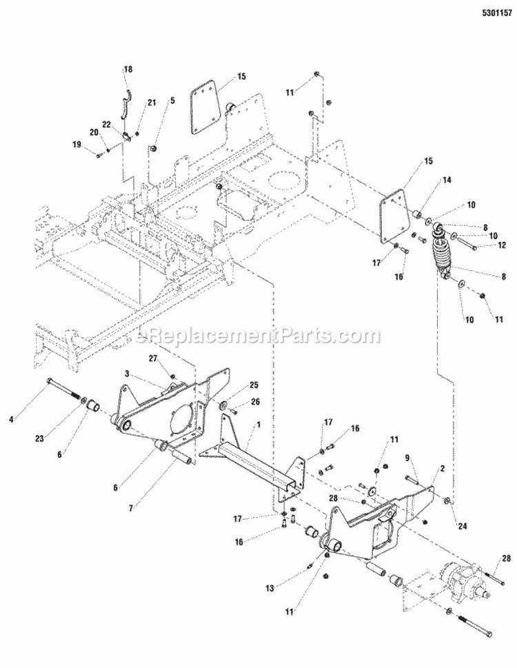 Rear Suspension Group Diagram and Parts List for 5900765  Simplicity Lawn Tractor