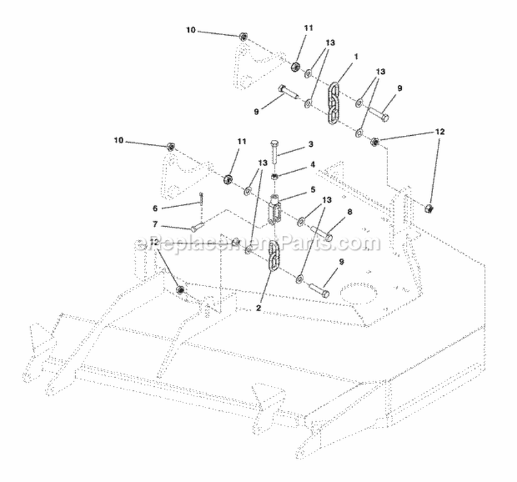 52  61 Mower Deck - Hanger Chains Diagram and Parts List for 5900821  Simplicity Lawn Tractor