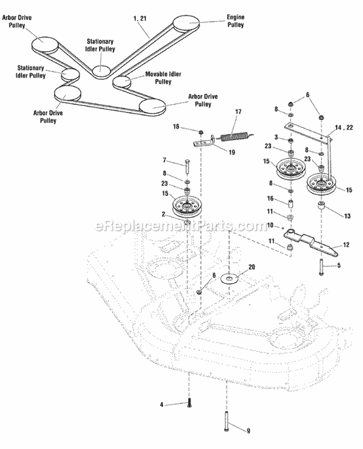 44  50 Mower Deck - Belt  Idler Group - BS Professional Series Diagram and Parts List for 5901216  Simplicity Lawn Tractor