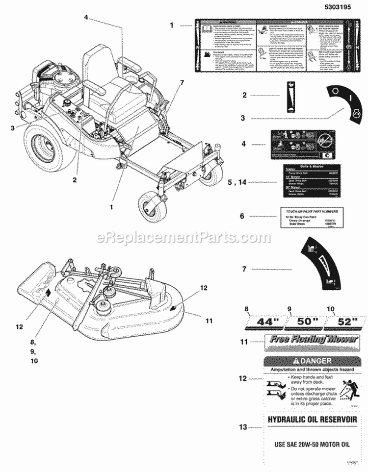 Decals Group - Safety  Common - Domestic Diagram and Parts List for 5900774  Simplicity Lawn Tractor