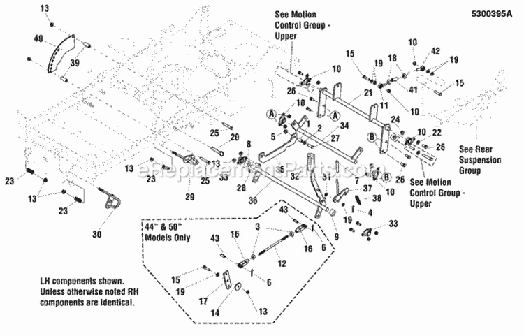 Lift Group Diagram and Parts List for 5900774  Simplicity Lawn Tractor